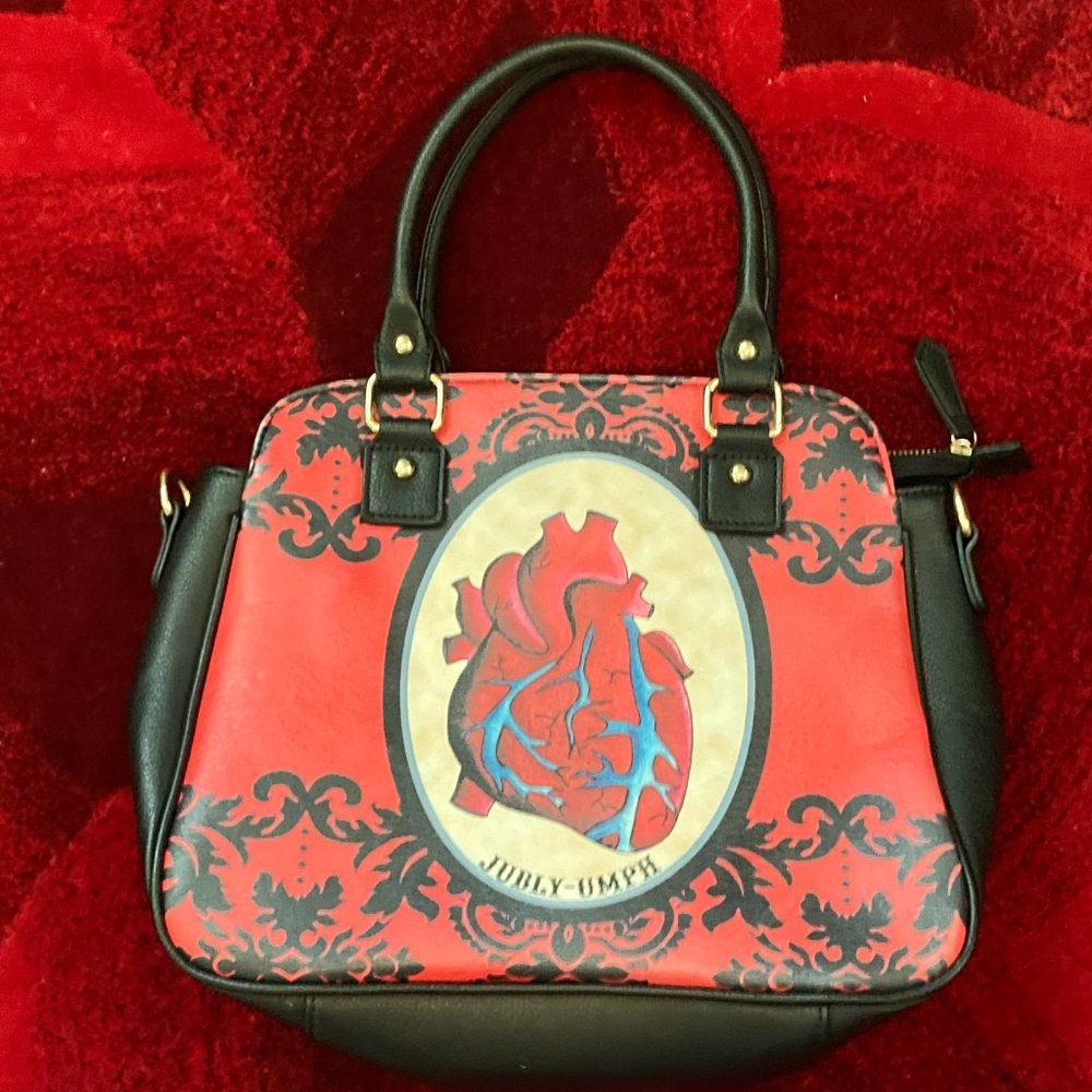 JUBLY UMPH ANATOMICAL HEART Purse vegan goth alt Sourpuss Extremely Rare!